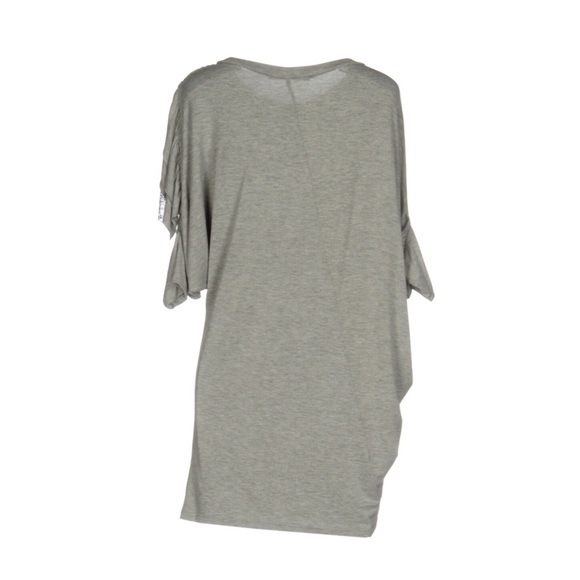 Gray Lace Trim Asymmetrical Top - Picture 2 of 4